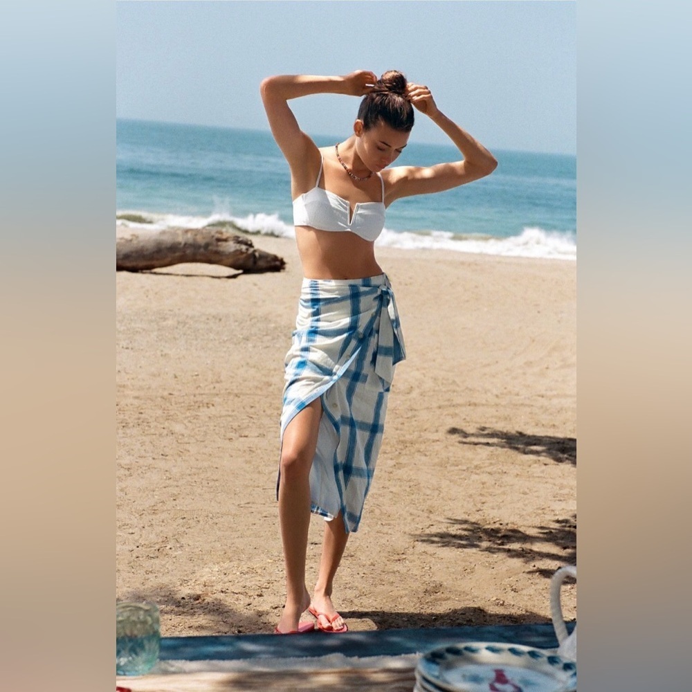 Maeve Blue Motif Asymmetric Wrap Skirt NWT Coastal Resort Vacation Chic 4